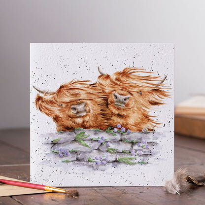 'BLOWN AWAY' HIGHLAND COW CARD