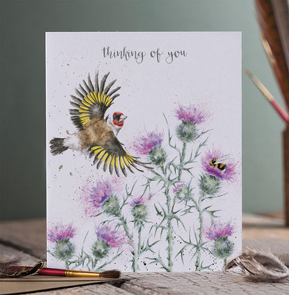 'THE THISTLE FINCH' GOLD FINCH THINKING OF YOU CARD